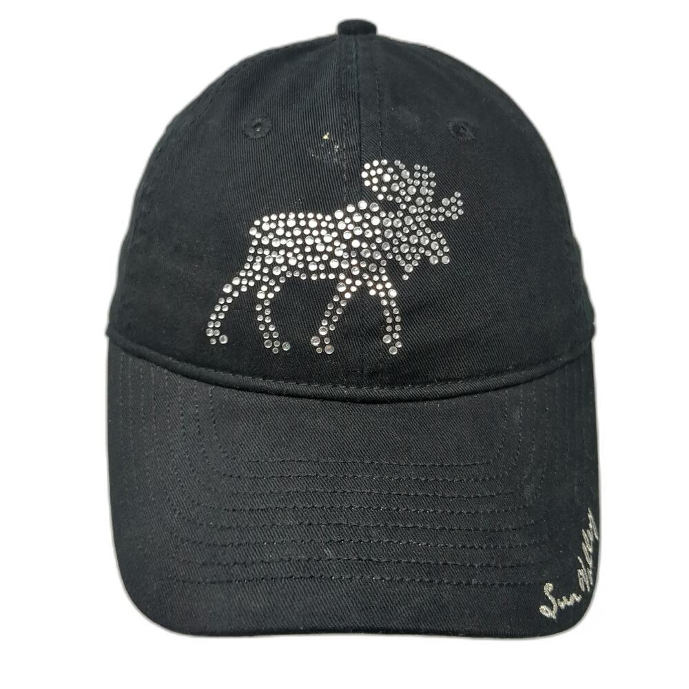 Gear for Sports Black Cap OS Silver Rhinestone Moose Sun Valley Slideback Hat